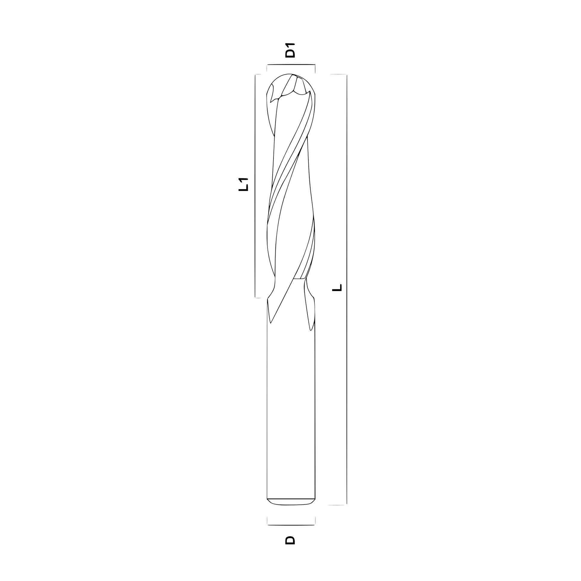 2-skärig kulfräs (Ball nose carbide bit)